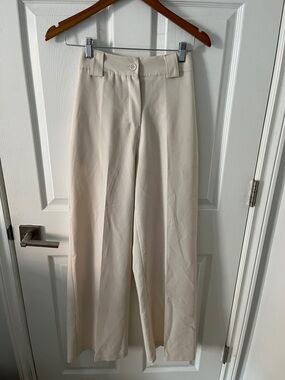 Wide-Leg High-Rise Women’s Pants in Cream